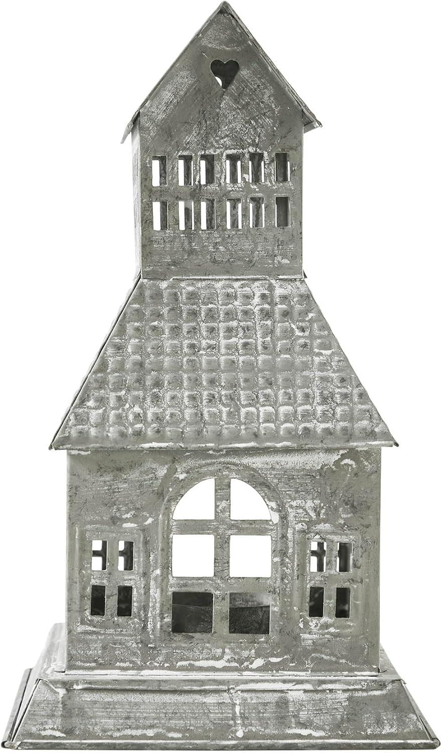 VHC Brands Festive Finds Tealight Holder Metal Village House A 9.5x5.5x5.5
