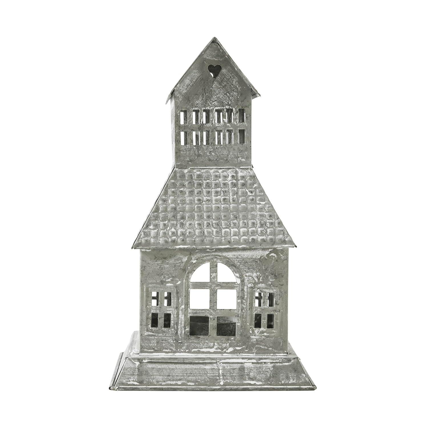 VHC Brands Festive Finds Tealight Holder Metal Village House A 9.5x5.5x5.5