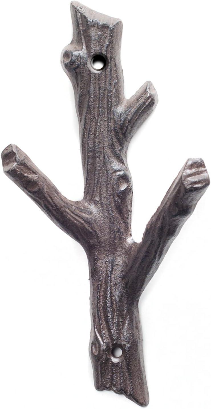 Dark Brown Cast Iron Branch Double Hook