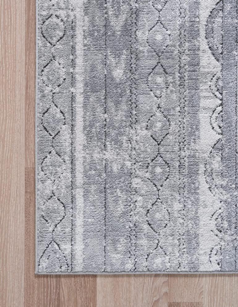 Unique Loom Portland Collection Area Rug - Depoe (4' 1" Square Gray/Ivory)