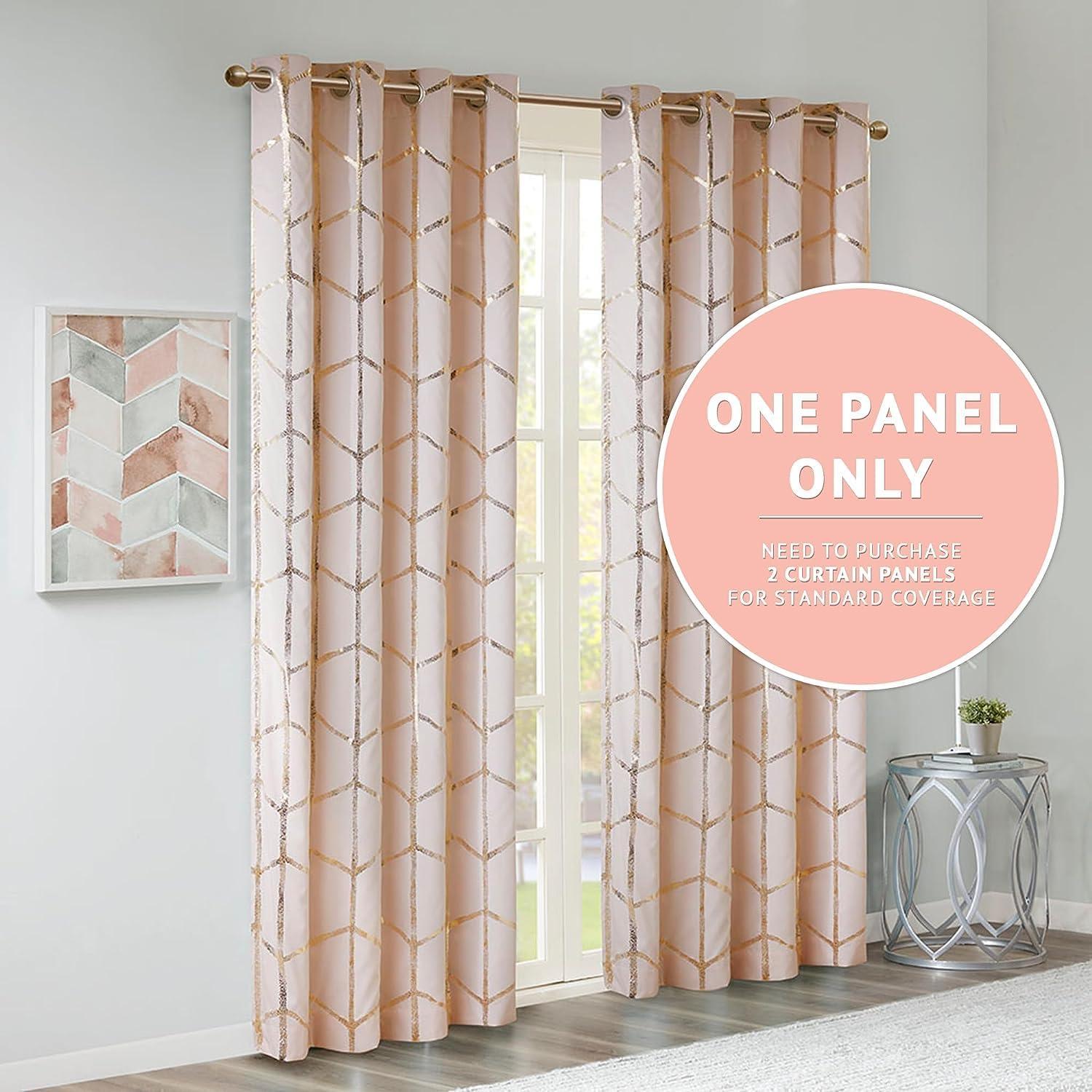 Intelligent Design Raina Geometric Total Blackout Grommet Single Curtain Panel