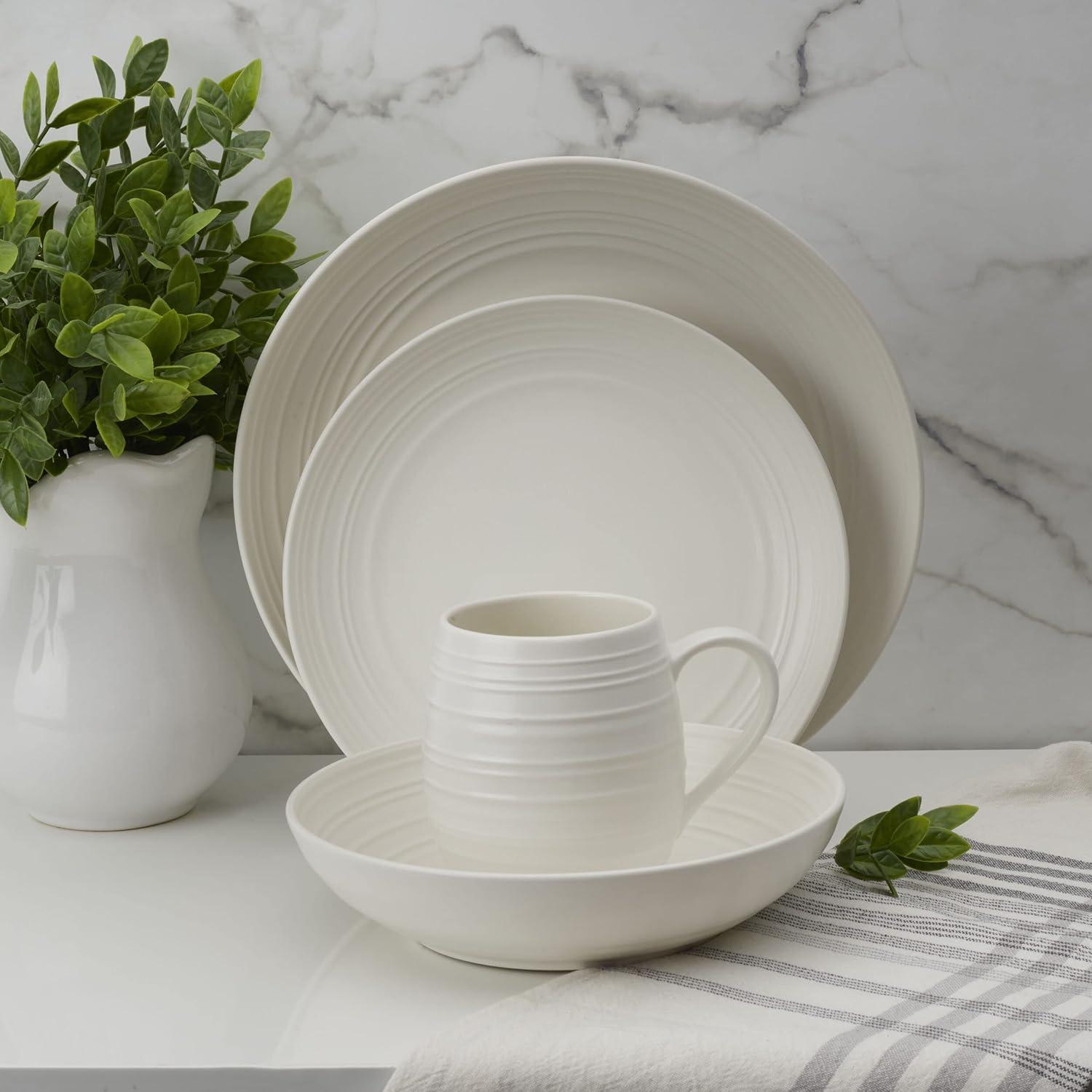 White Ceramic Coupe Dinnerware Set for One