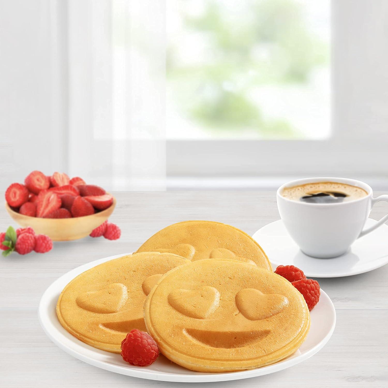 Poop Emoji Mini Waffle Maker - Make Breakfast Special for Kids & Adults with Cute Smiley Face Design Individual Waffle, 4 Inch Waffler Iron, Electric Non Stick Breakfast Appliance, Funny Gift