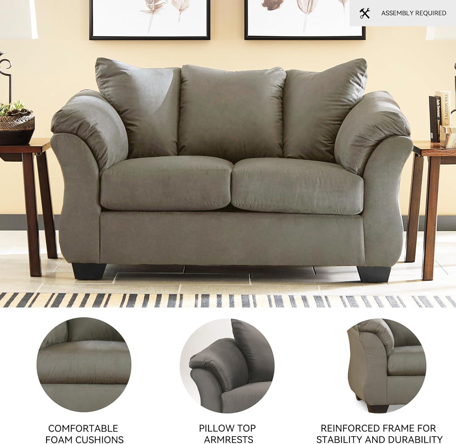 Signature Design by Ashley Darcy Fabric Loveseat in Cobblestone