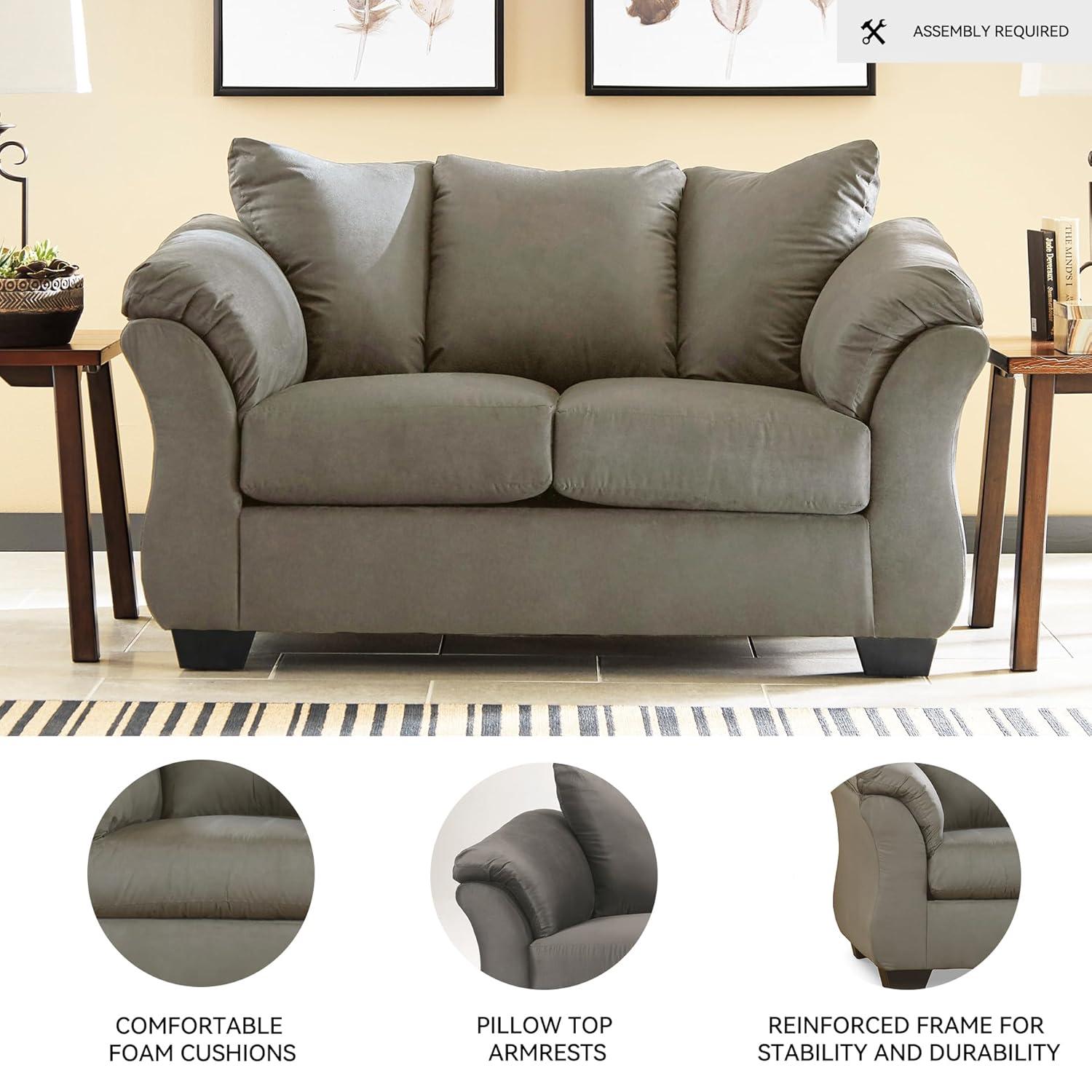 Signature Design by Ashley Darcy Fabric Loveseat in Cobblestone