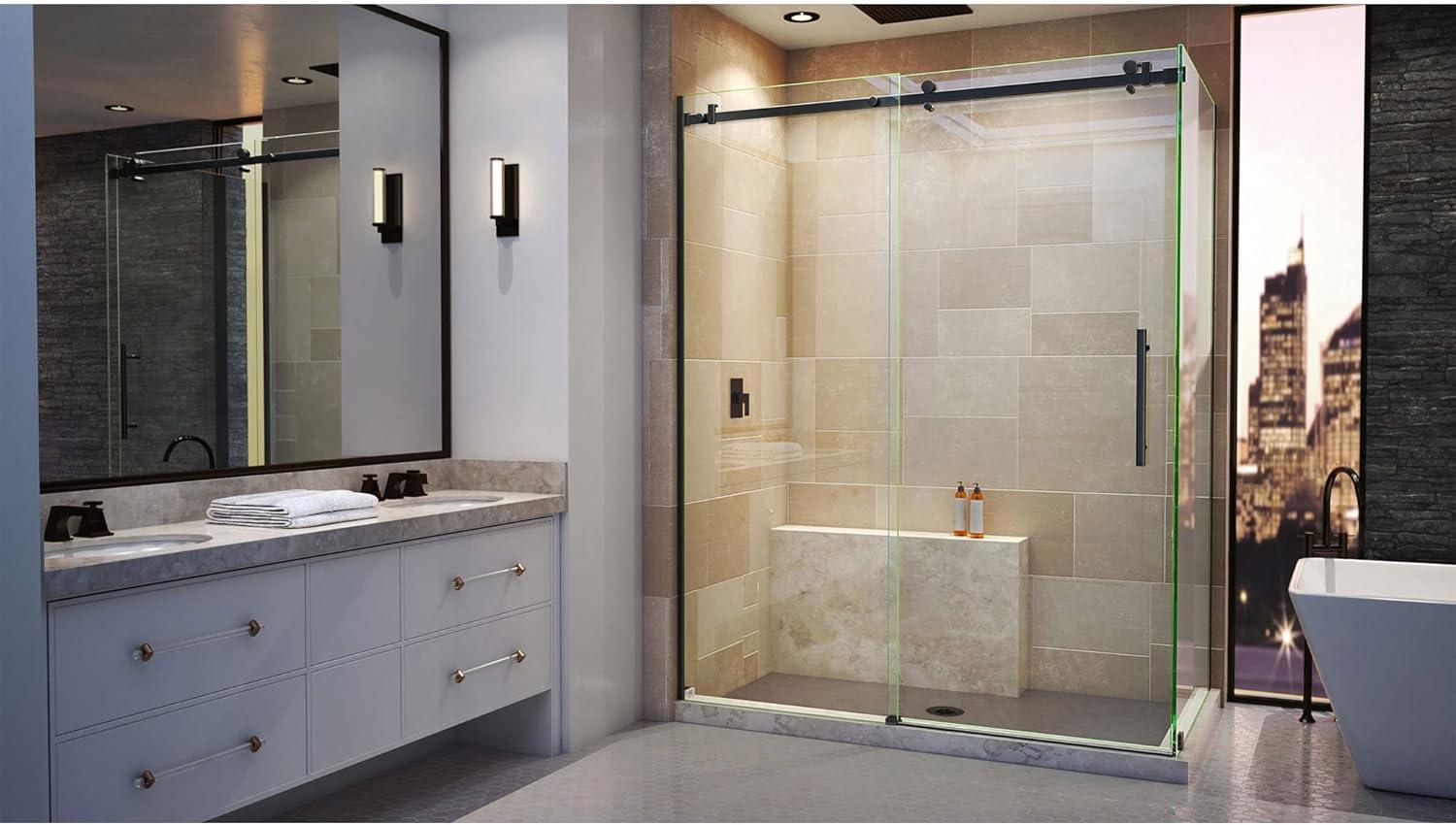 Enigma Air 60.38" W x 34.75" D x76" H Frameless Rectangle Walk In Shower Enclosure