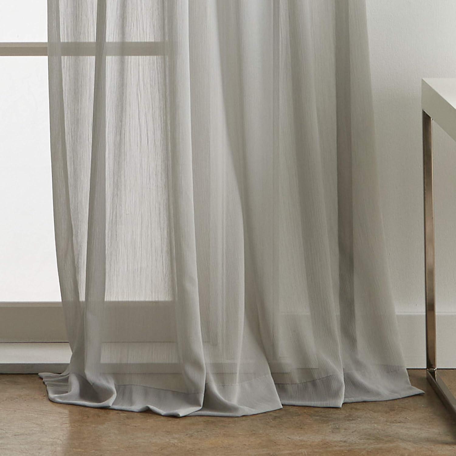 Silver Sheer Polyester Rod Pocket Curtain Panels, 50" x 84"