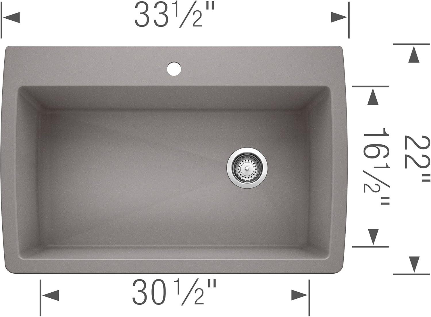Diamond SILGRANIT 33.5" L x 22" W Super Single Drop-in/Undermount Kitchen Sink