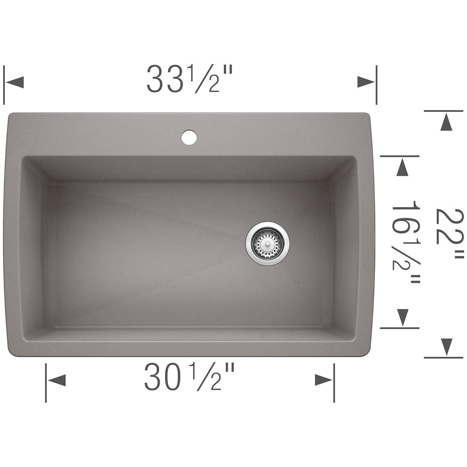 Diamond SILGRANIT 33.5" L x 22" W Super Single Drop-in/Undermount Kitchen Sink