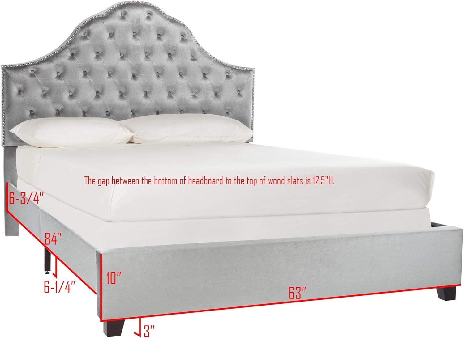 SAFAVIEH Beckham Modern Glam Tufted Headboard with Nail Heads, Queen, Light Grey