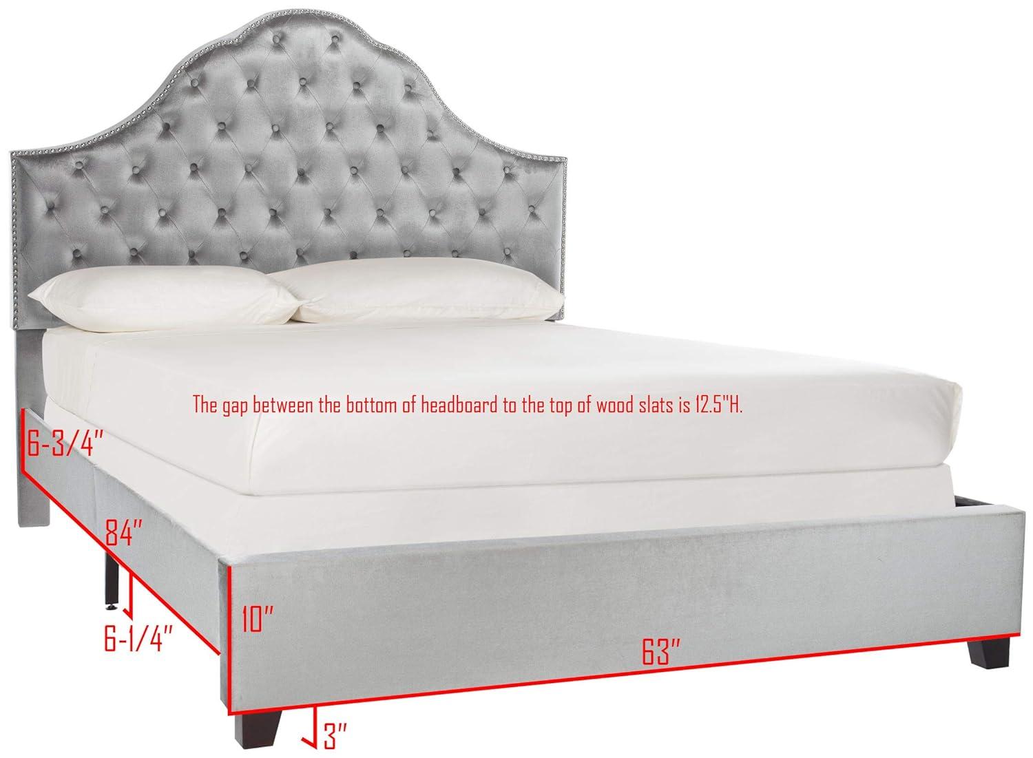 SAFAVIEH Beckham Modern Glam Tufted Headboard with Nail Heads, Queen, Light Grey
