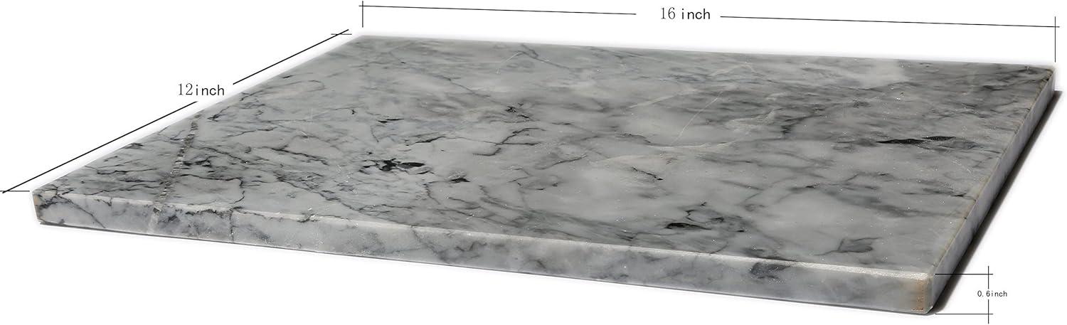 Premium Rectangular Non-Stick Marble Pastry Board with Rubber Feet