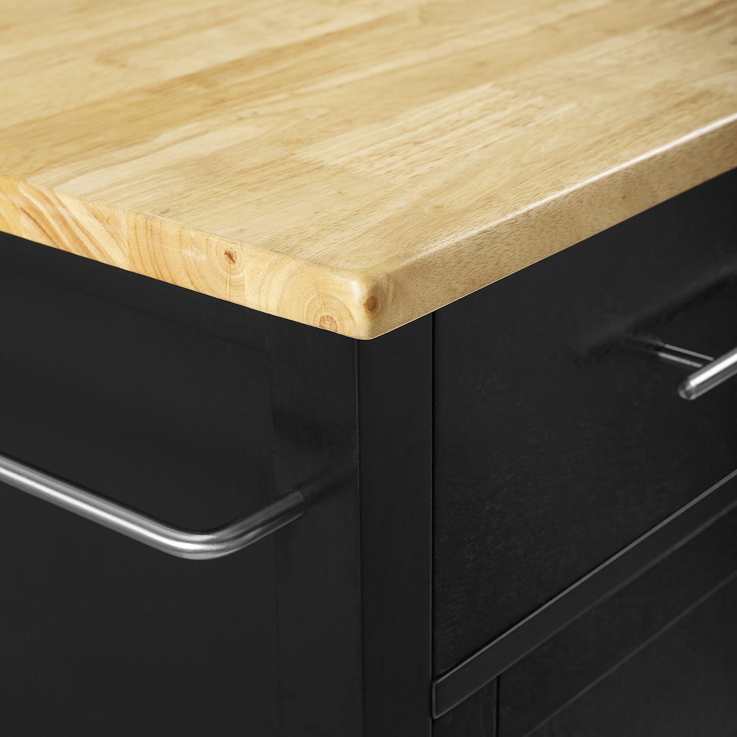 Crosley Savannah Wood Top Kitchen Island Cart in Black