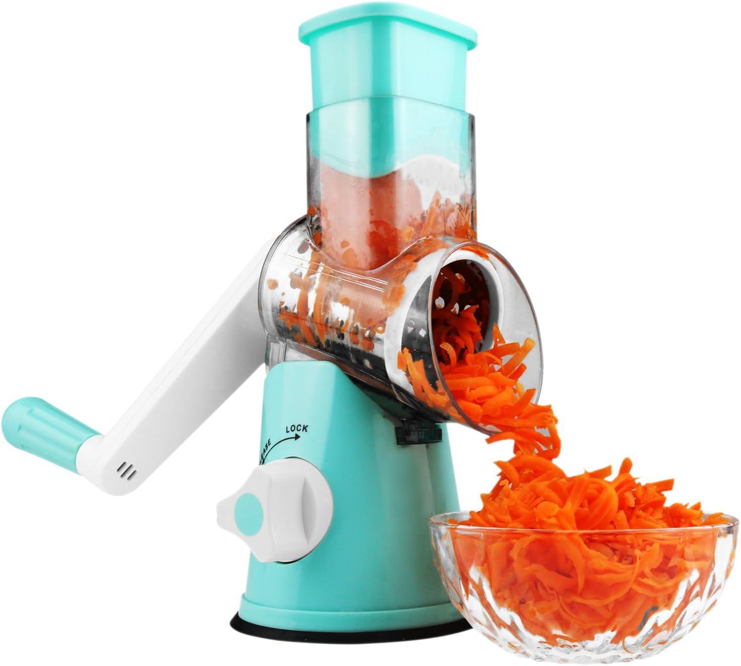 Blue Stainless Steel Drum Slicer with BPA-Free Plastic