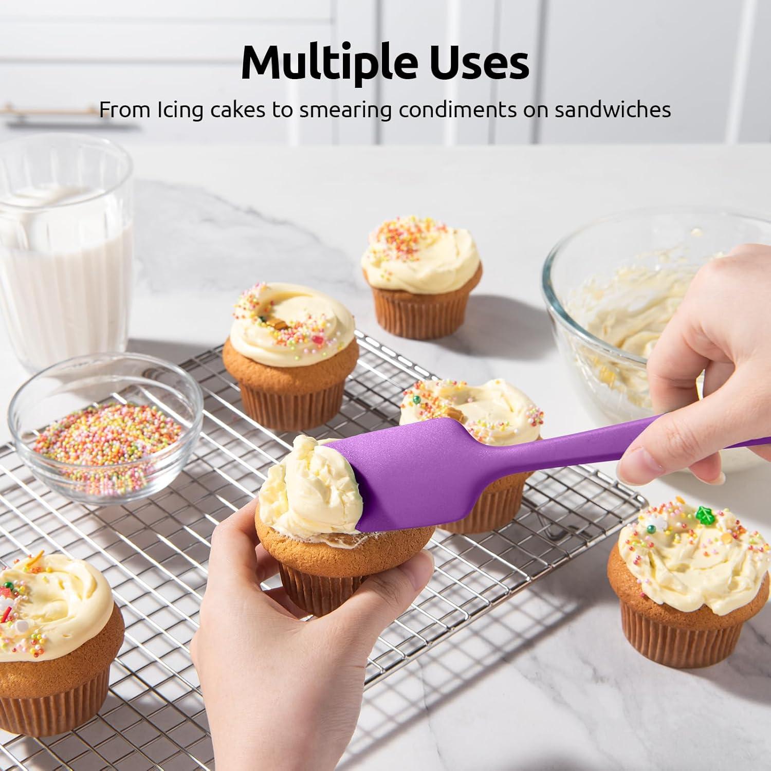 U-Taste 600ºF Heat-Resistant Silicone Spoon Spatula Set Flexible Scraper for Baking Cooking Mixing