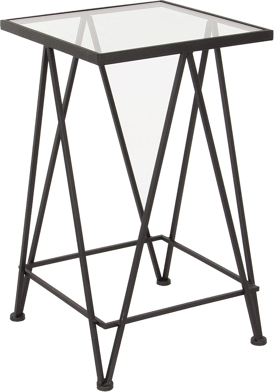 DecMode 15" x 26" Gold Metal Accent Table with Mirrored Glass Top, 2-Pieces