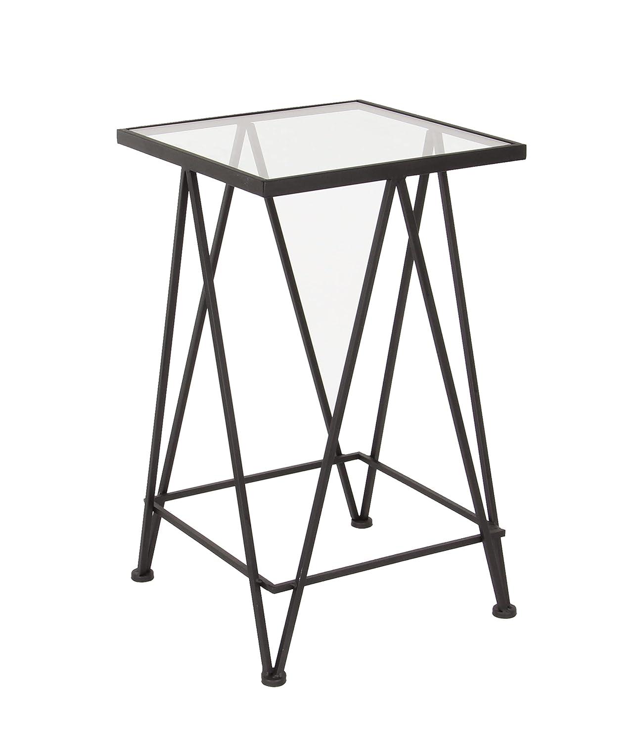 DecMode 15" x 26" Gold Metal Accent Table with Mirrored Glass Top, 2-Pieces