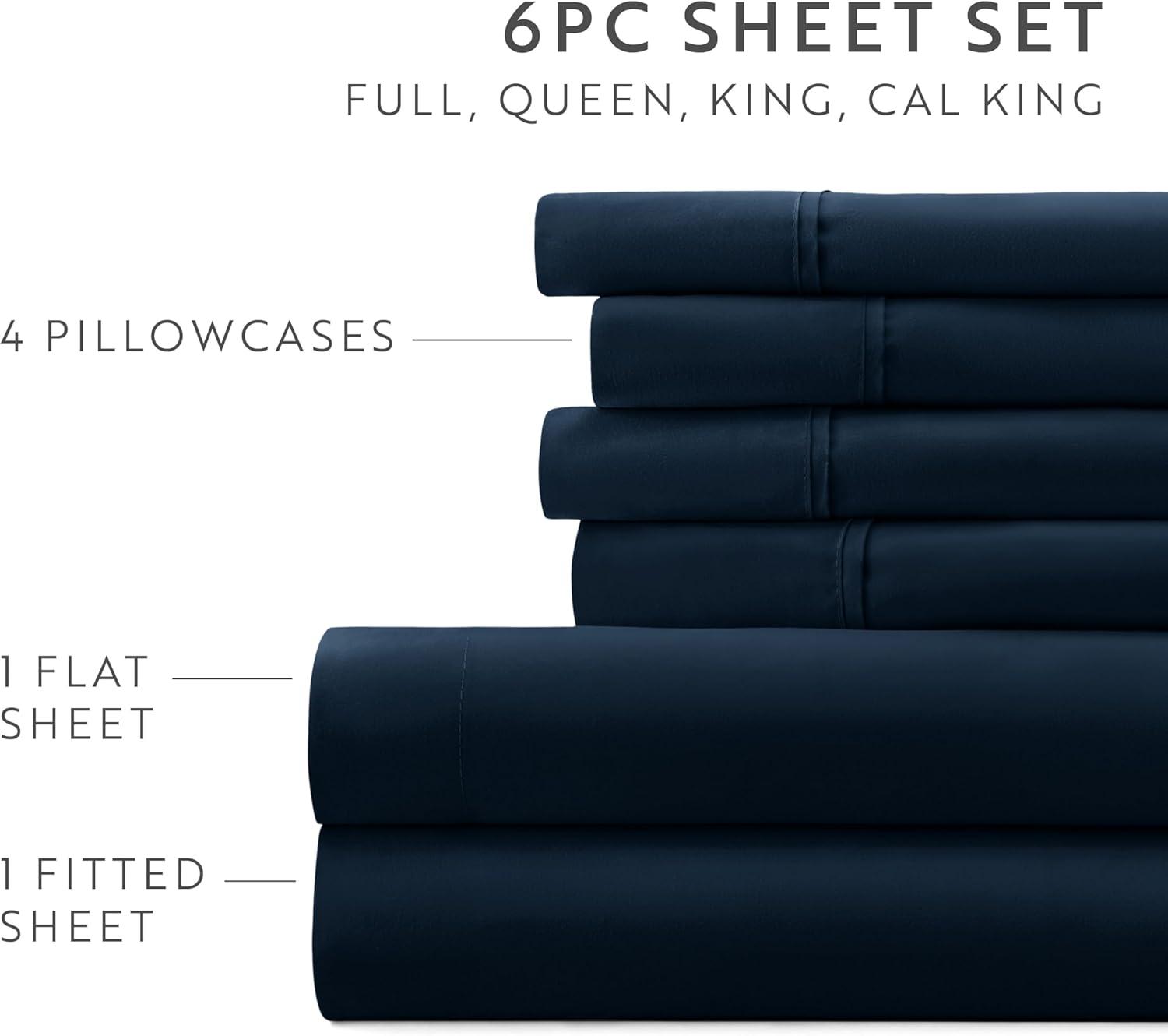 Simply Soft Brushed Microfiber Solid 6 Piece Sheet Set