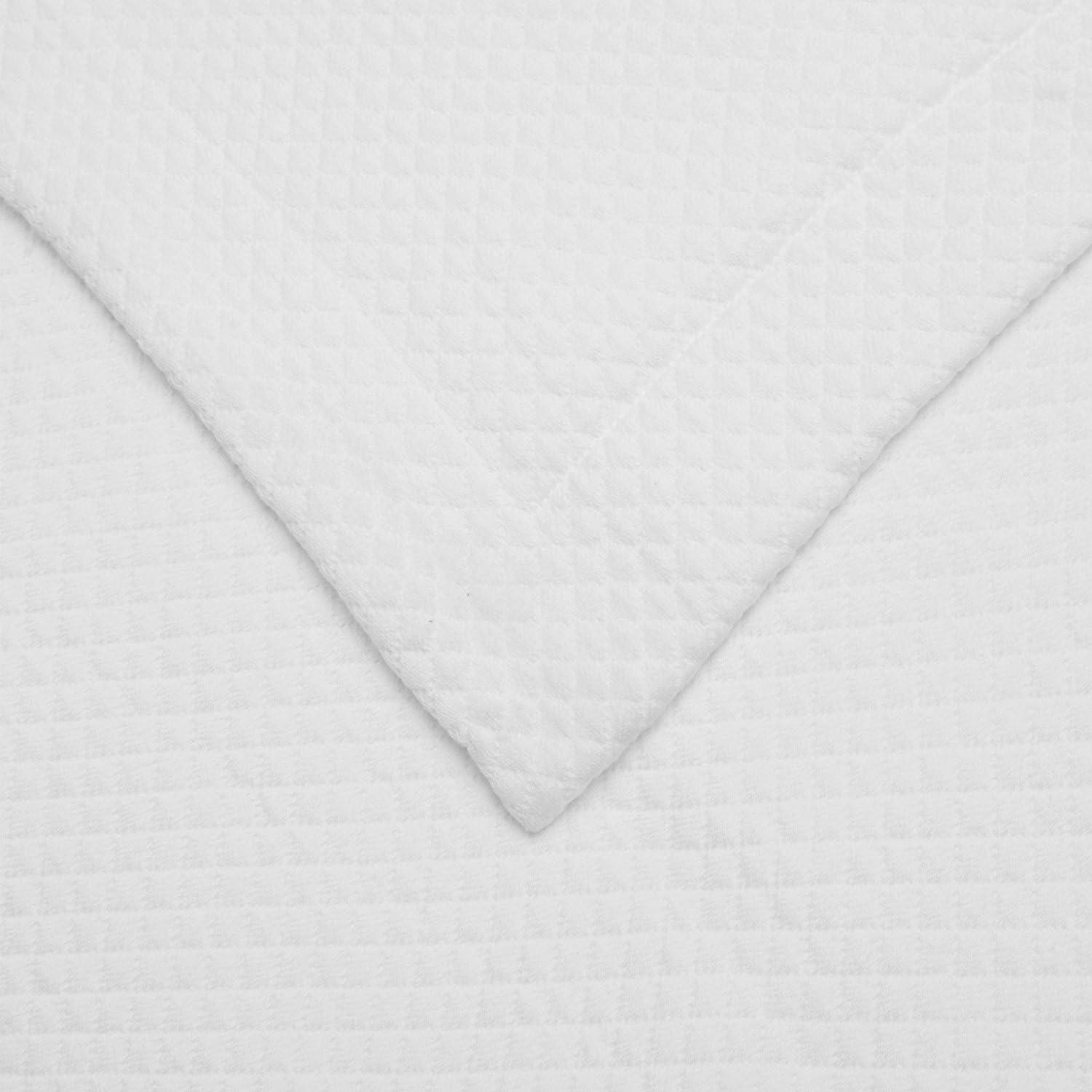 Superior Lightweight Cotton Modern Solid 4-Piece Bedspread Set, Queen, White