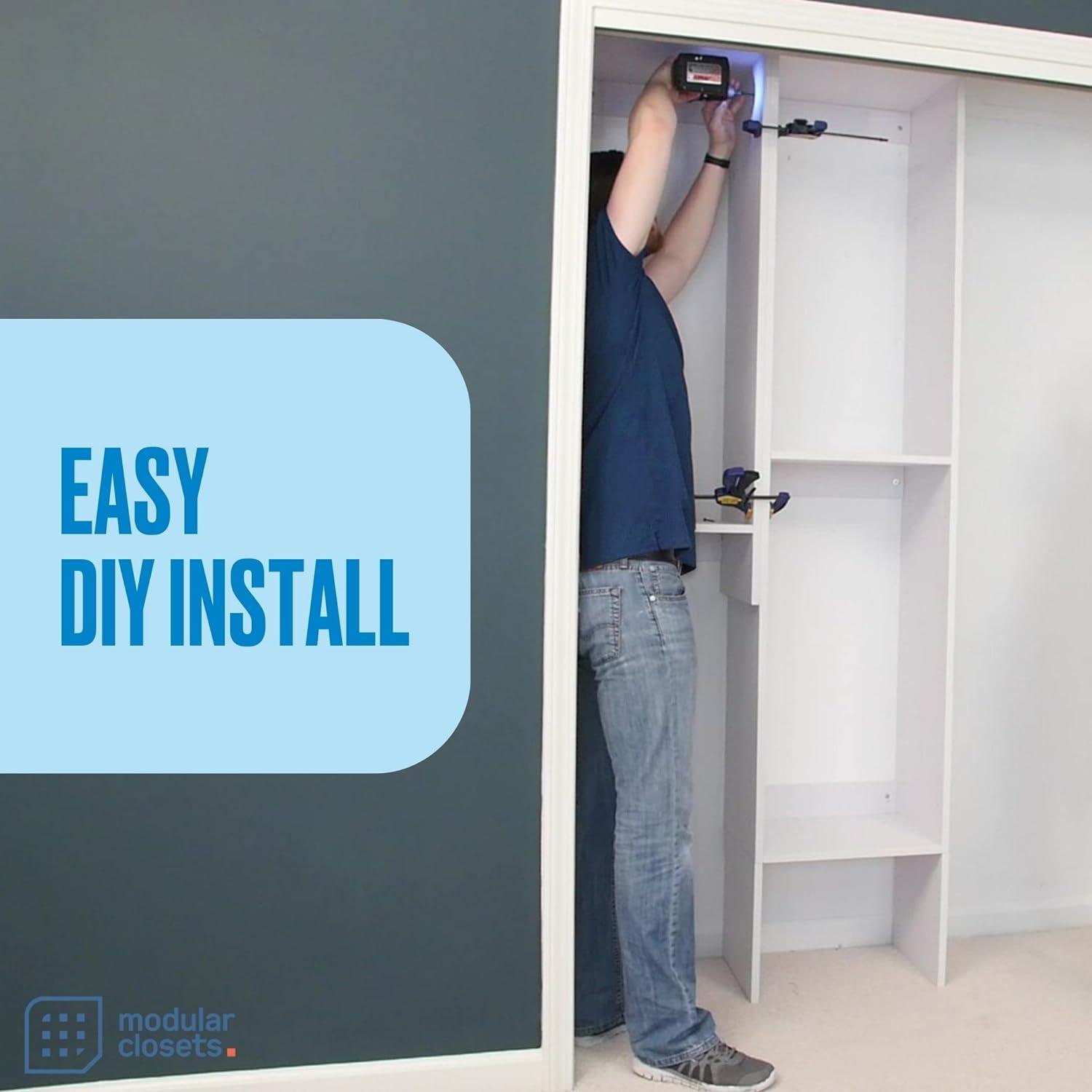 White Modular Closet Shelf Tower with Adjustable Shelves