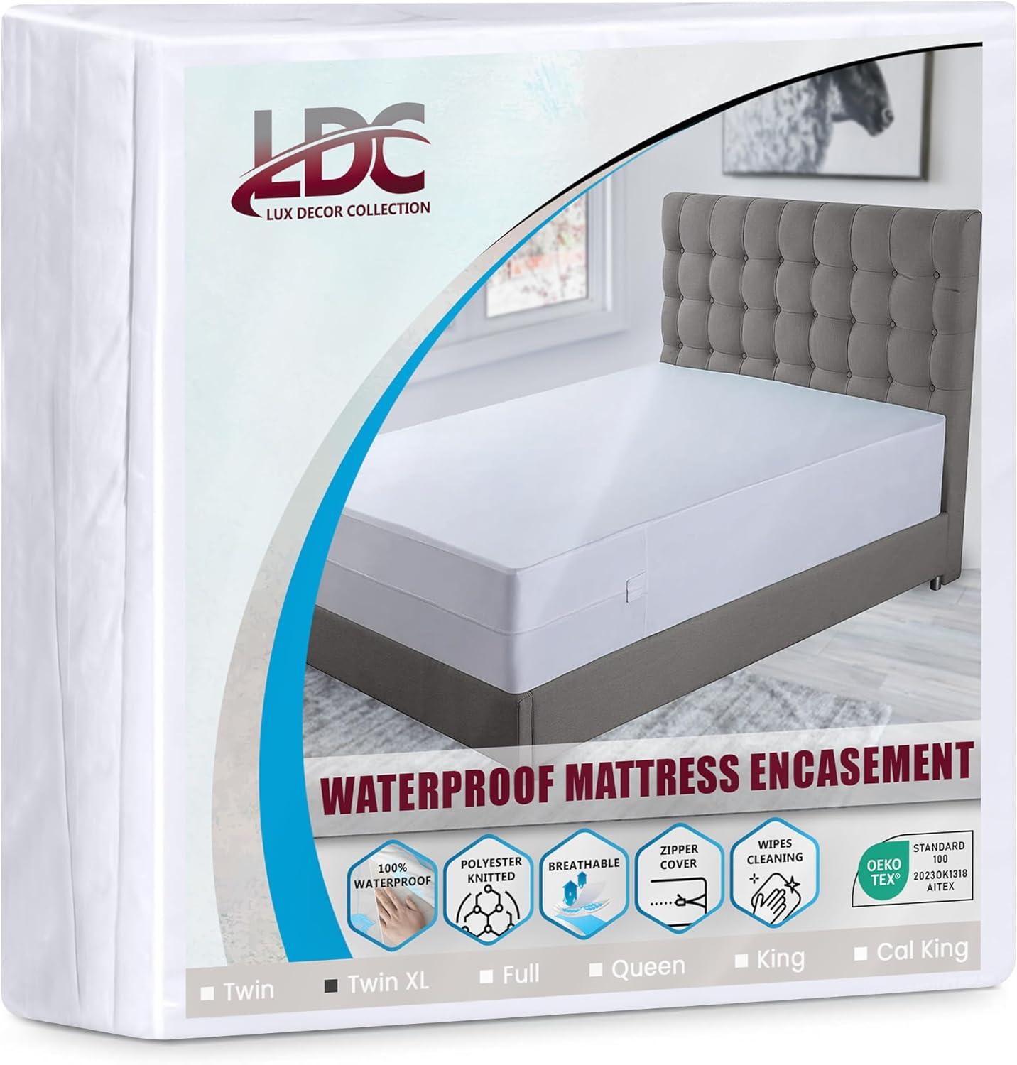 Lux Decor Collection Waterproof Zipper Encasement for Mattress Bed Bug Resistant & Hypoallergenic