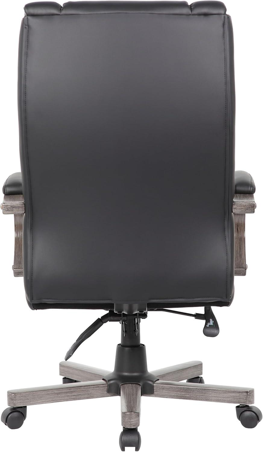 Boss Office Products High Back Wood Finished Executive Chair, Black Upholstery/Grey Wood