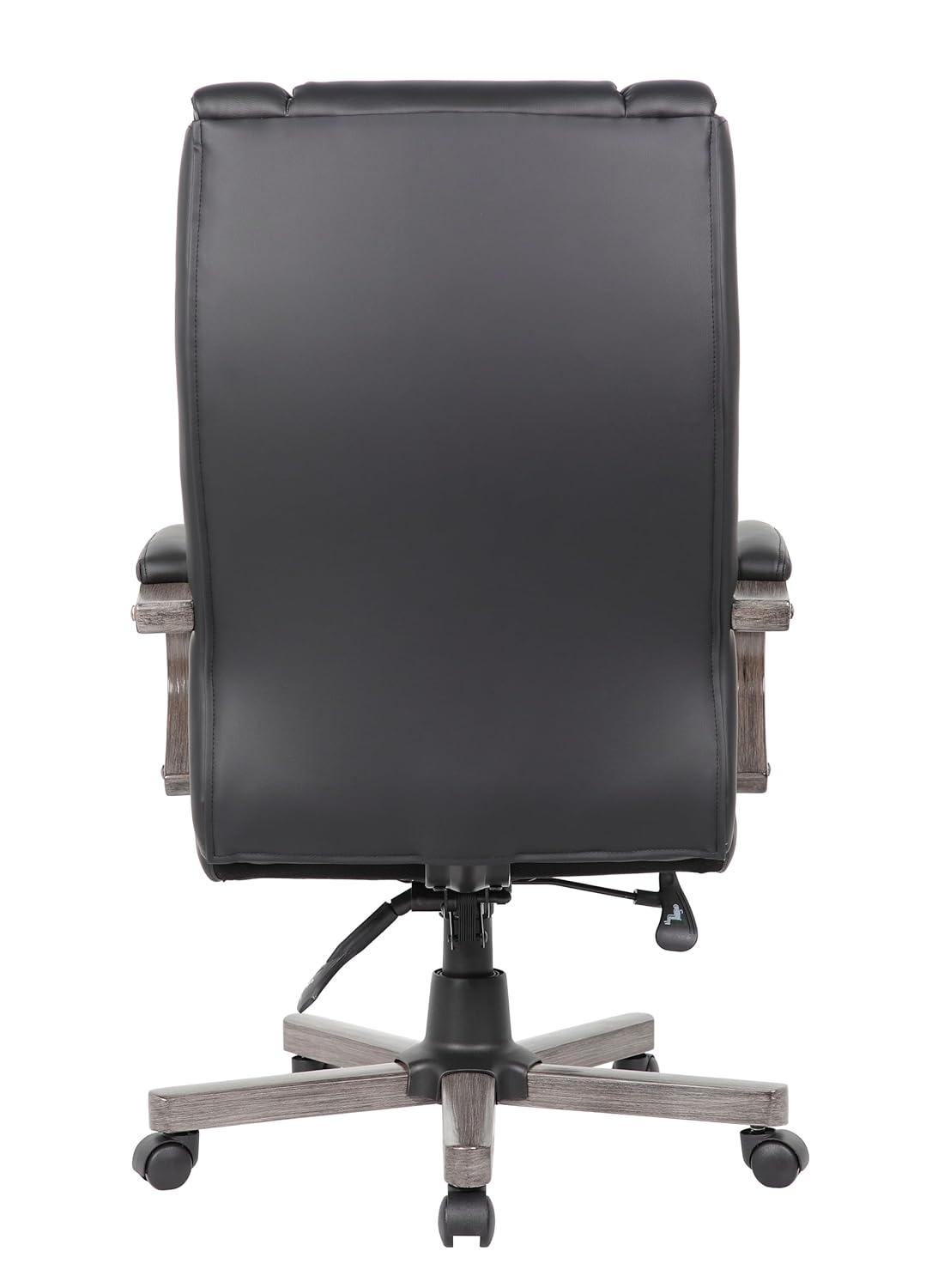 Boss Office Products High Back Wood Finished Executive Chair, Black Upholstery/Grey Wood