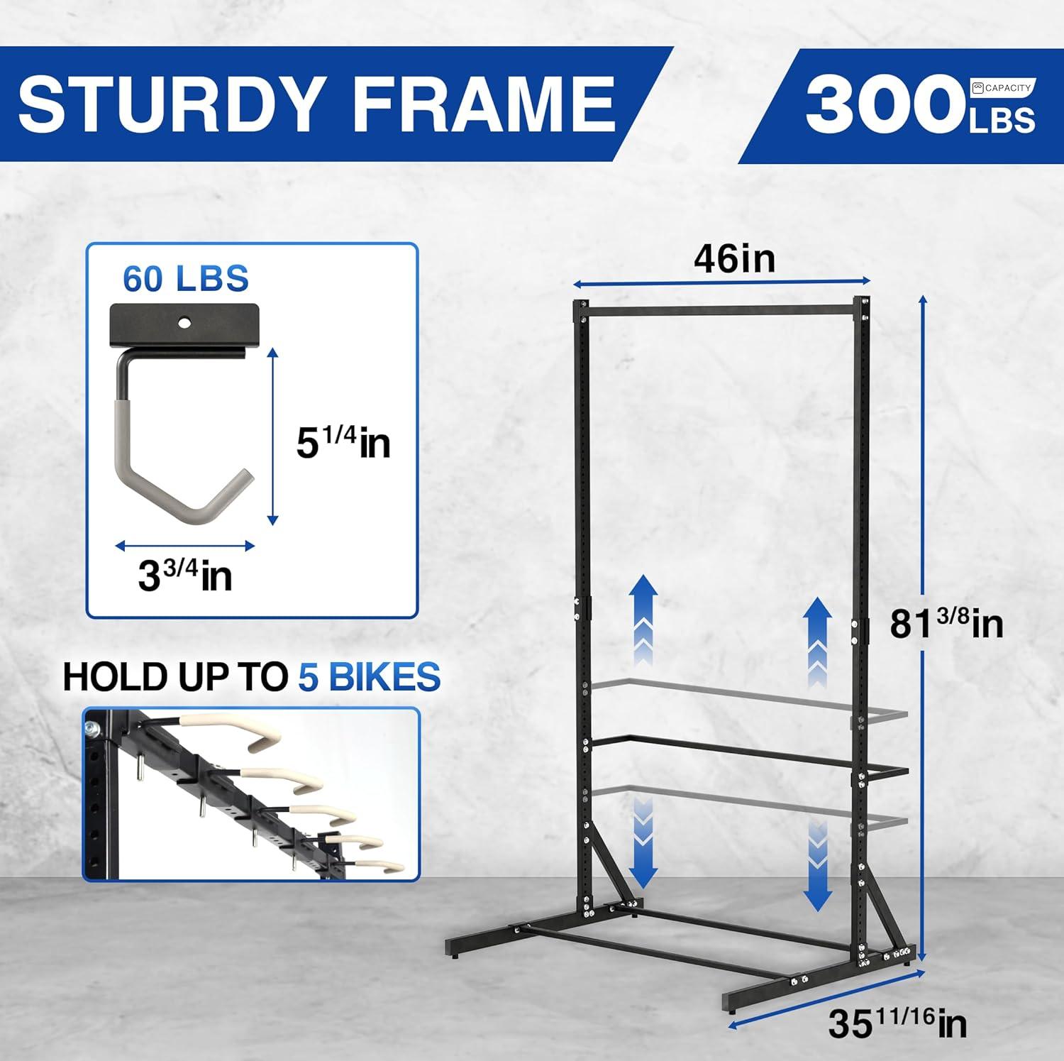 Heavy-Duty Black Steel 5-Level Freestanding Bike Storage Rack