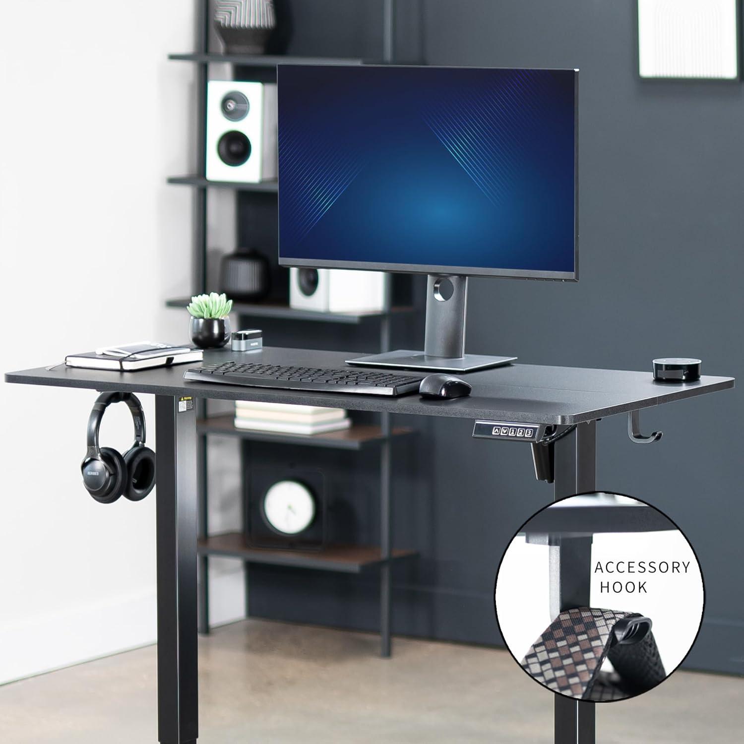 Black Adjustable Electric Standing Desk with Memory Controller