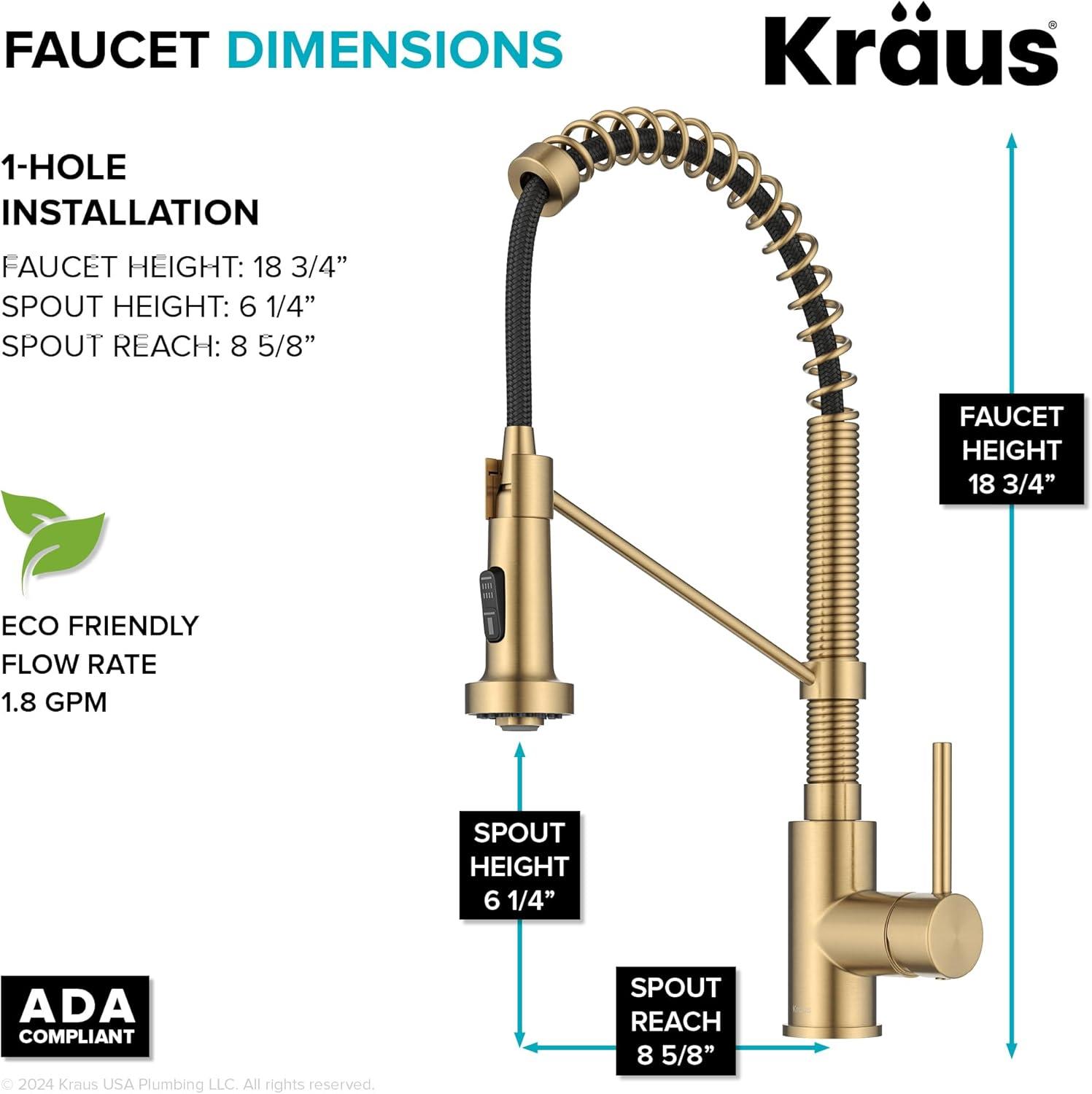 KRAUS Bolden Commercial Style 2-Function Single Handle Pull Down Kitchen Faucet