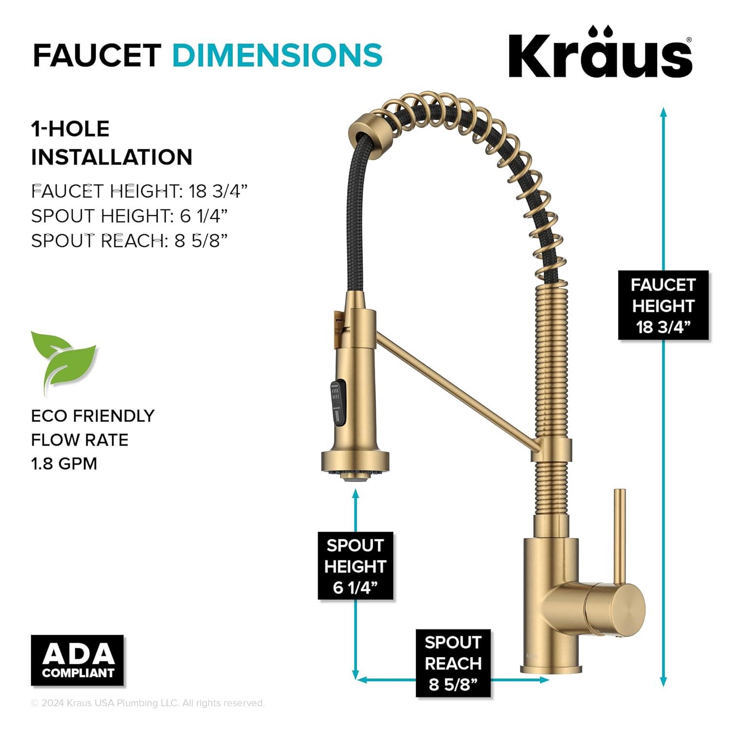 KRAUS Bolden Commercial Style 2-Function Single Handle Pull Down Kitchen Faucet