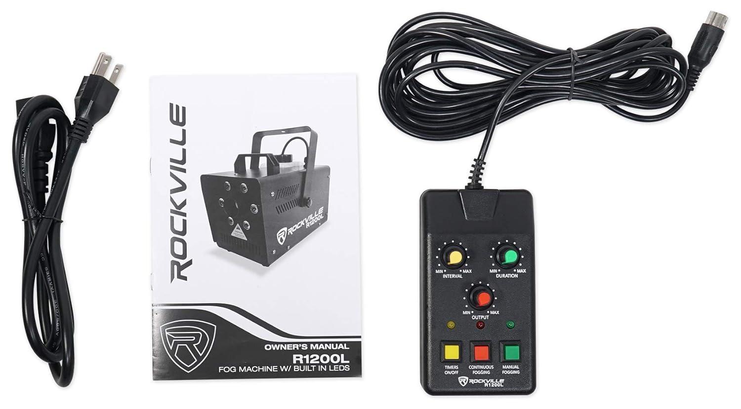 Rockville R1200L Fog/Smoke Machine w LED Lights/Strobe, 7 Channel DMX+2 Remotes