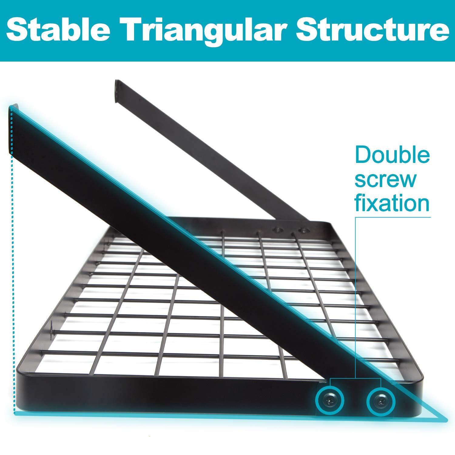 Vdomus Hanging Pots and Pans Organizer - Wall Mounted Pot Rack with 15 Hooks, 29.3 x 13 Inch Heavy-Duty Cookware Organizer for Kitchen Storage - Ideal Pot and Pan Holder with Square Grid Design, Black