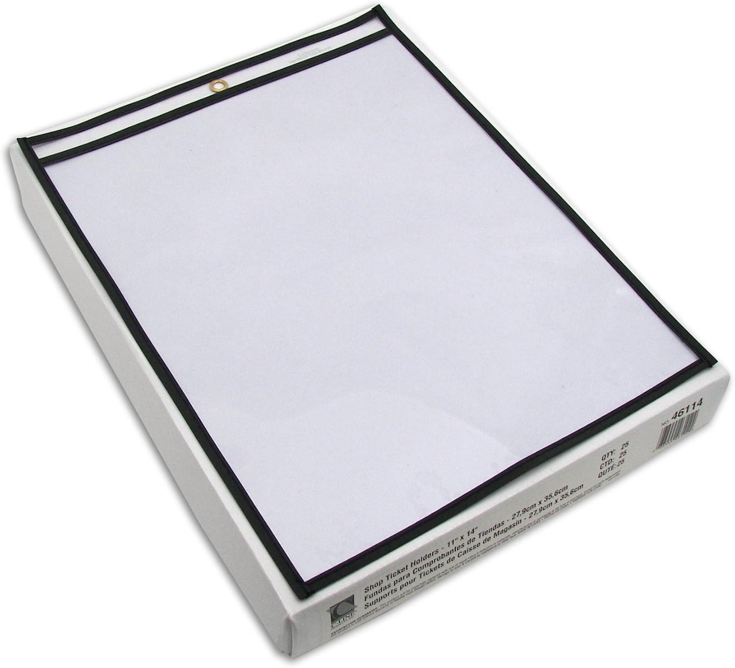 C-Line Shop Ticket Holders Stitched Both Sides Clear 75" 11 x 14 25/BX 46114