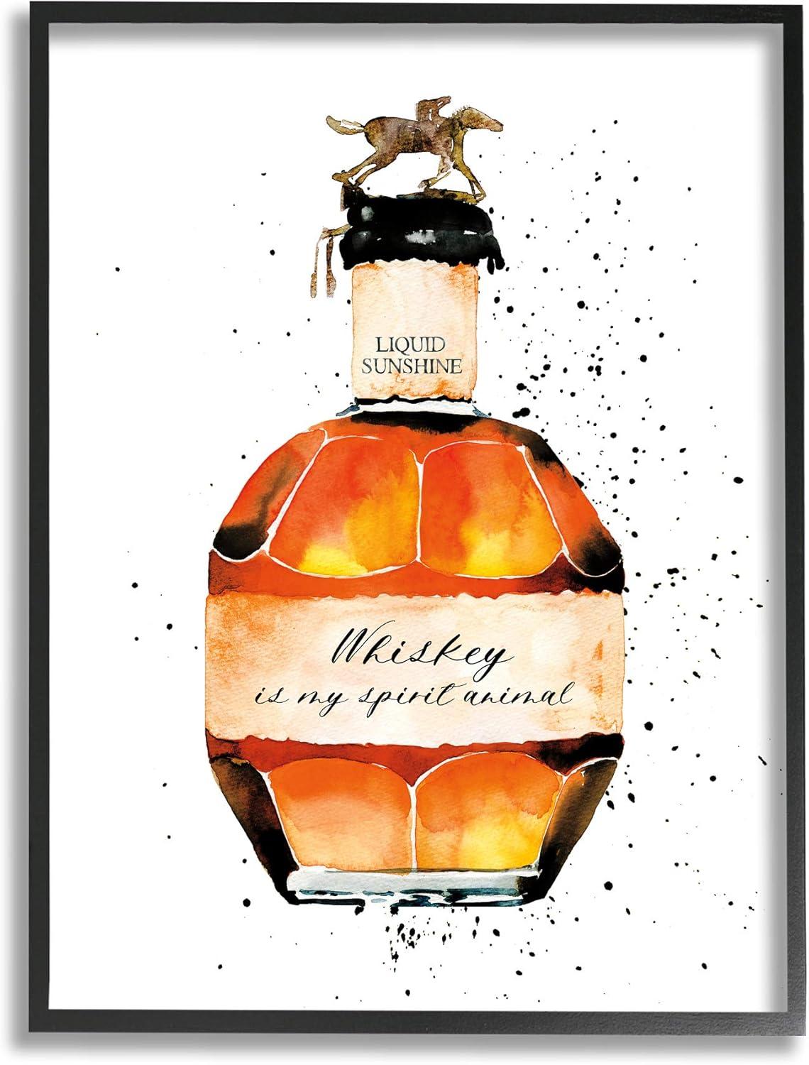 Mercedes Lopez Charro Industries Save Water Drink Bourbon Quote Common Liquor Bottle 10 in x 15 in Framed Painting Art Prints, by Stupell Home Décor