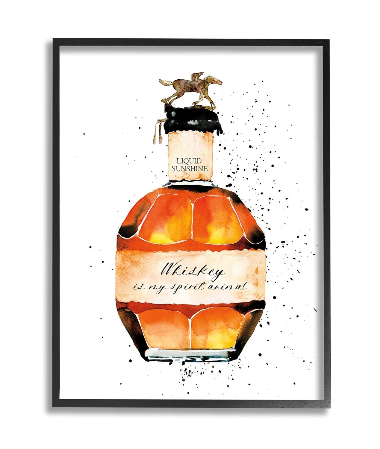 Mercedes Lopez Charro Industries Save Water Drink Bourbon Quote Common Liquor Bottle 10 in x 15 in Framed Painting Art Prints, by Stupell Home Décor