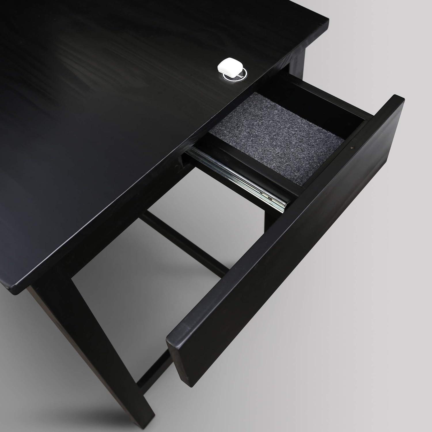 Jefferson Black Pine Wood Desk with Concealed Drawers