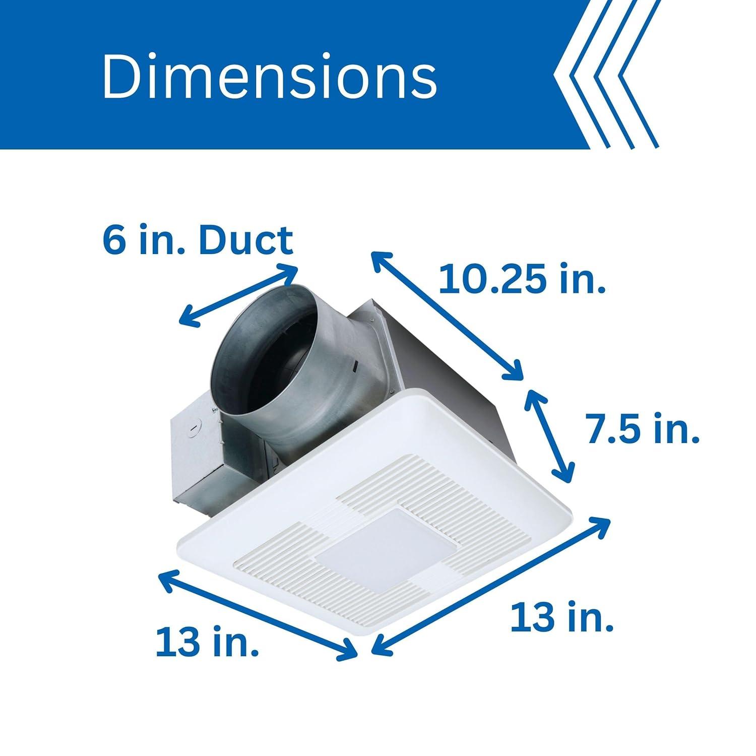 Panasonic WhisperCeiling Bathroom Exhaust Fan with Dimmable LED Light, 110-130-150 CFM, FV-1115VQL1