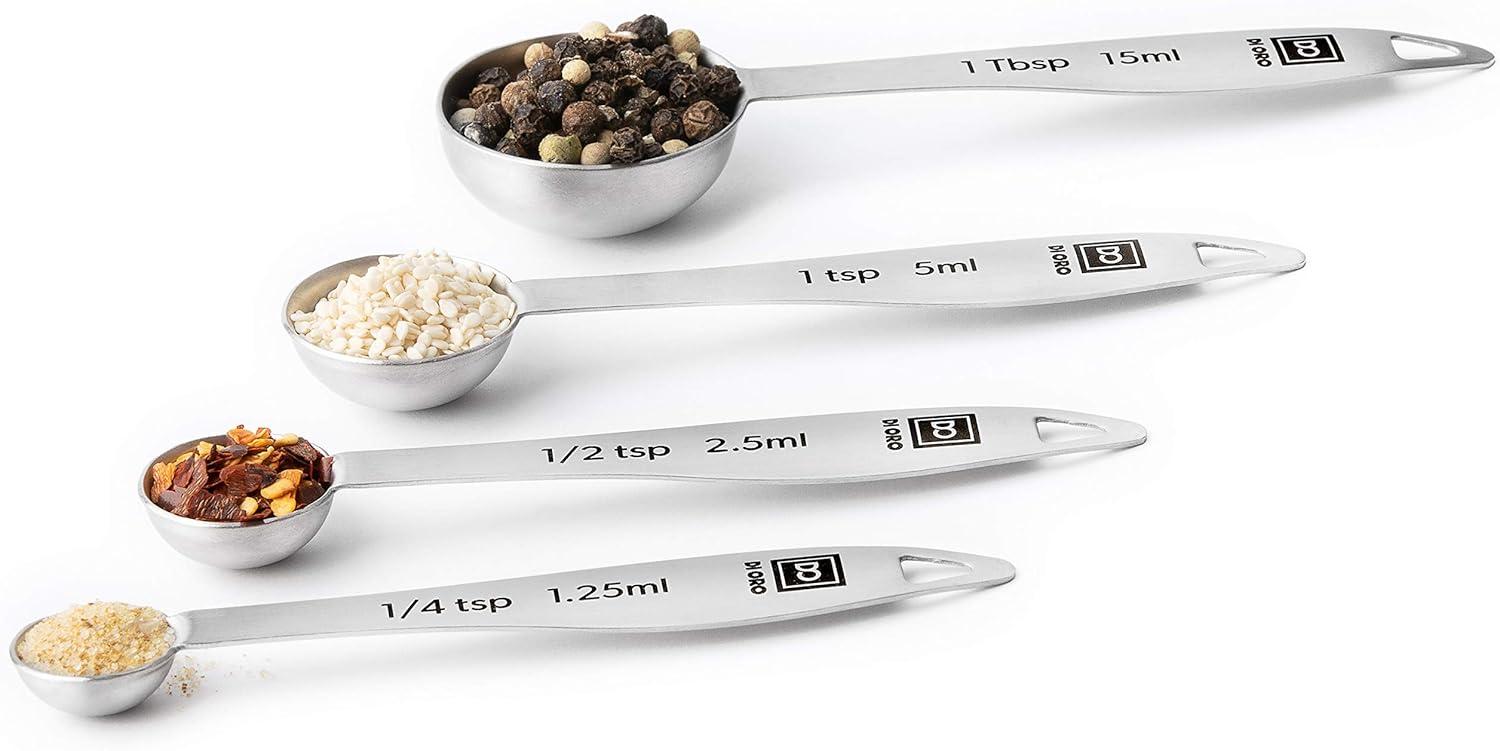 4-Piece Stainless Steel Measuring Spoon Set with Easy-to-Read Measurements