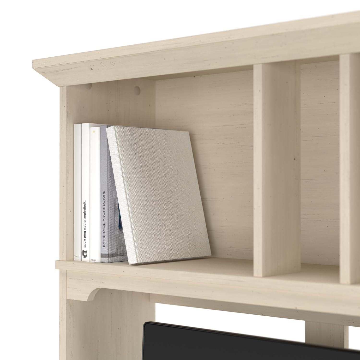 Bush Furniture Salinas Hutch for L Desk, Antique White