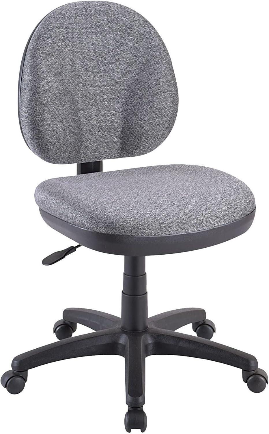 Blue Fabric Armless Swivel Task Chair with Metal Base