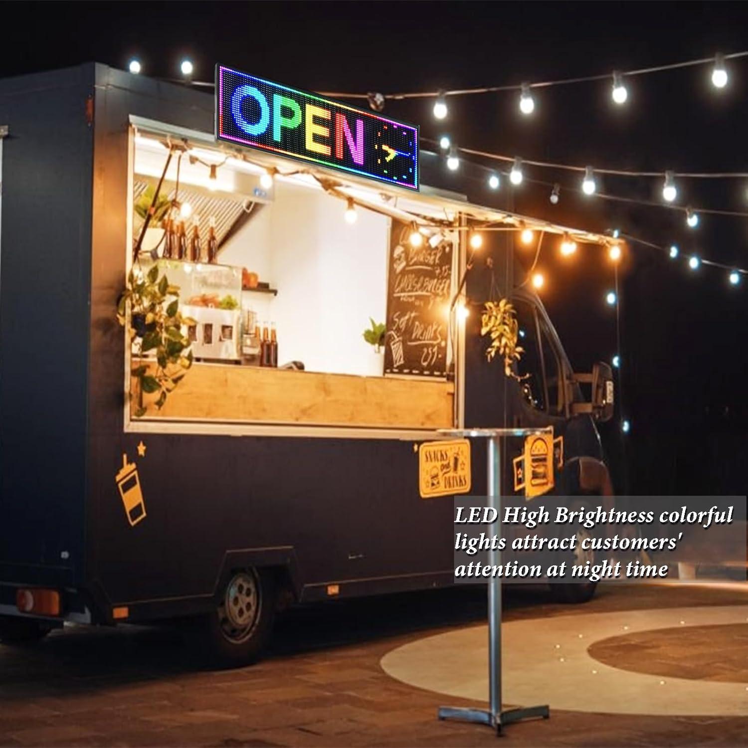 KFFKFF 52"x8" Full-Color Programmable LED Sign Scrolling Display Board P10 WIFI USB Control Message Shop Sign for Store Business Party Bar Advertising