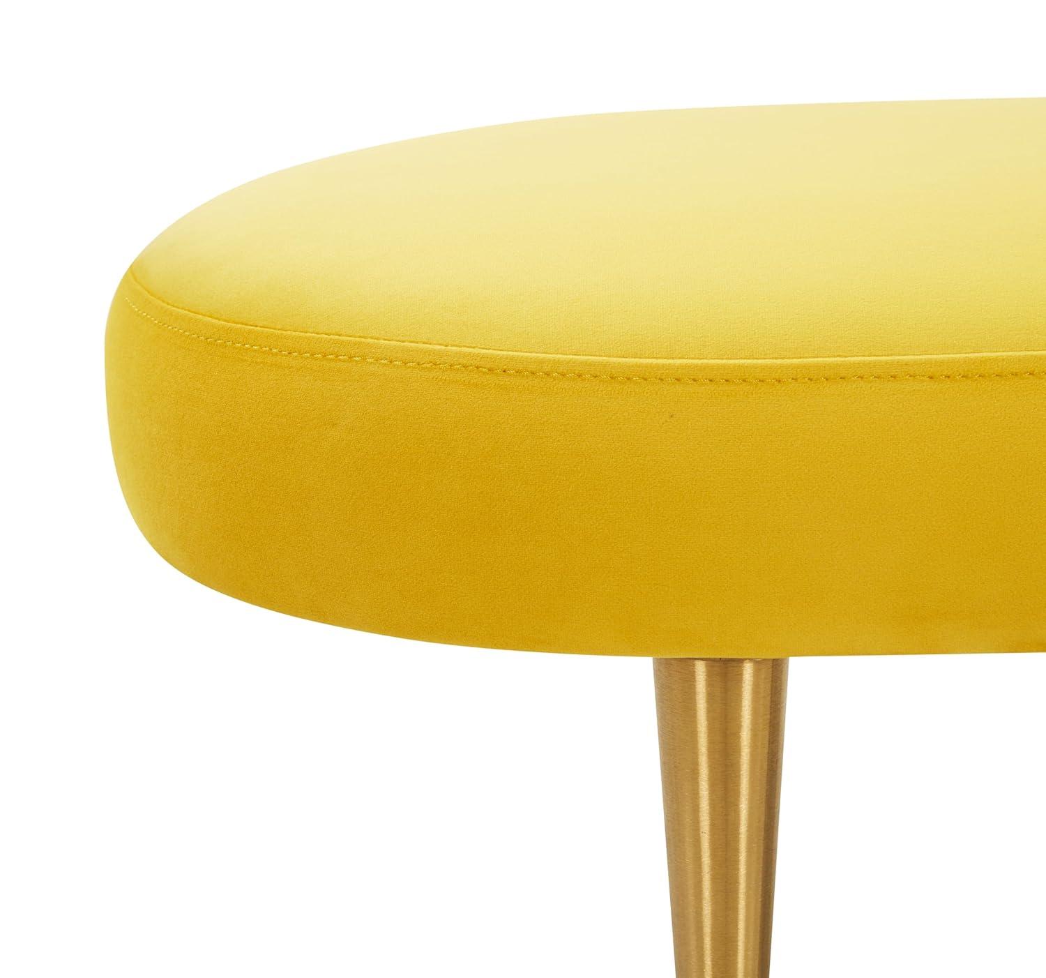 SAFAVIEH Couture Corinne Oval Solid Velvet Contemporary Bench, Marigold