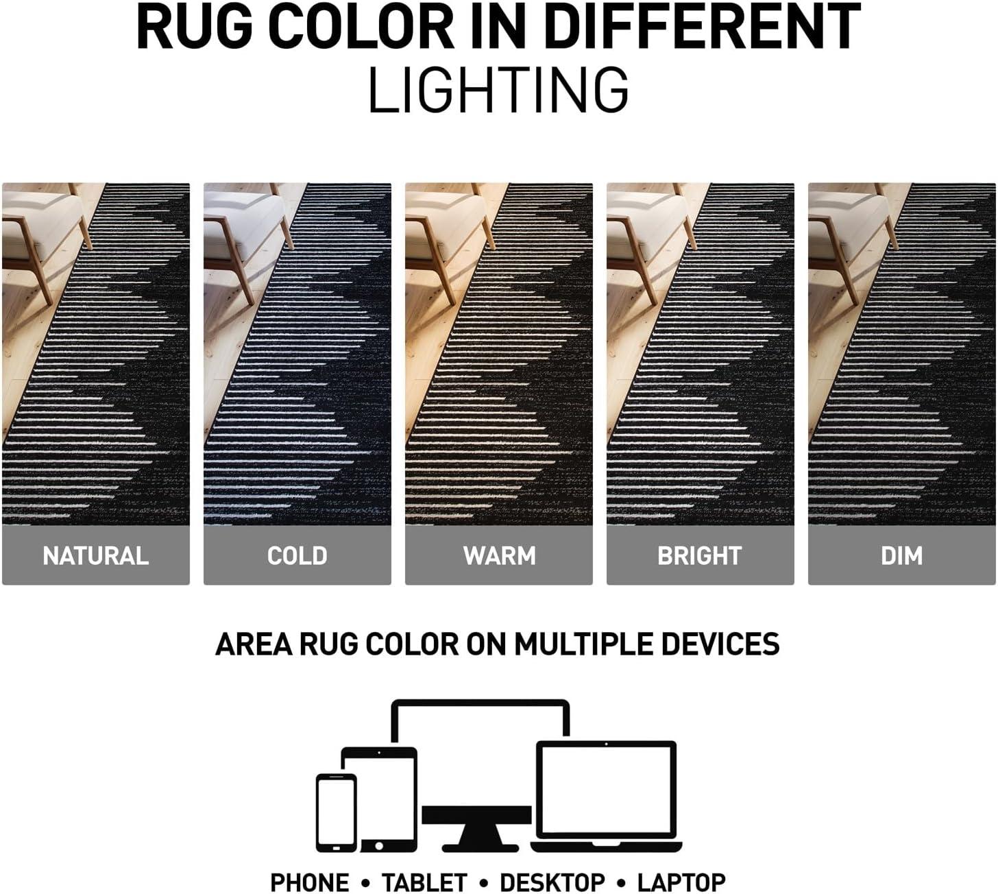 World Rug Gallery Indoor Area Rug Bohemian Stripe Jute Rug Carpets for Living Room Rugs for Sale - BLACK 2'X10'