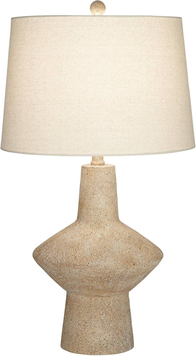 360 Lighting Cozumel 26 3/4" Tall Geometric Rustic Mid Century Modern Coastal Table Lamps Set of 2 Beige Living Room Bedroom Bedside Off-White Shade