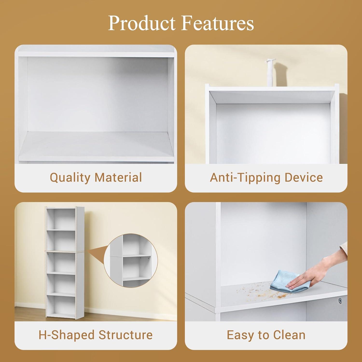 ZENY 5-Tiers Bookshelf Bookcase Multipurpose Collection Display Storage