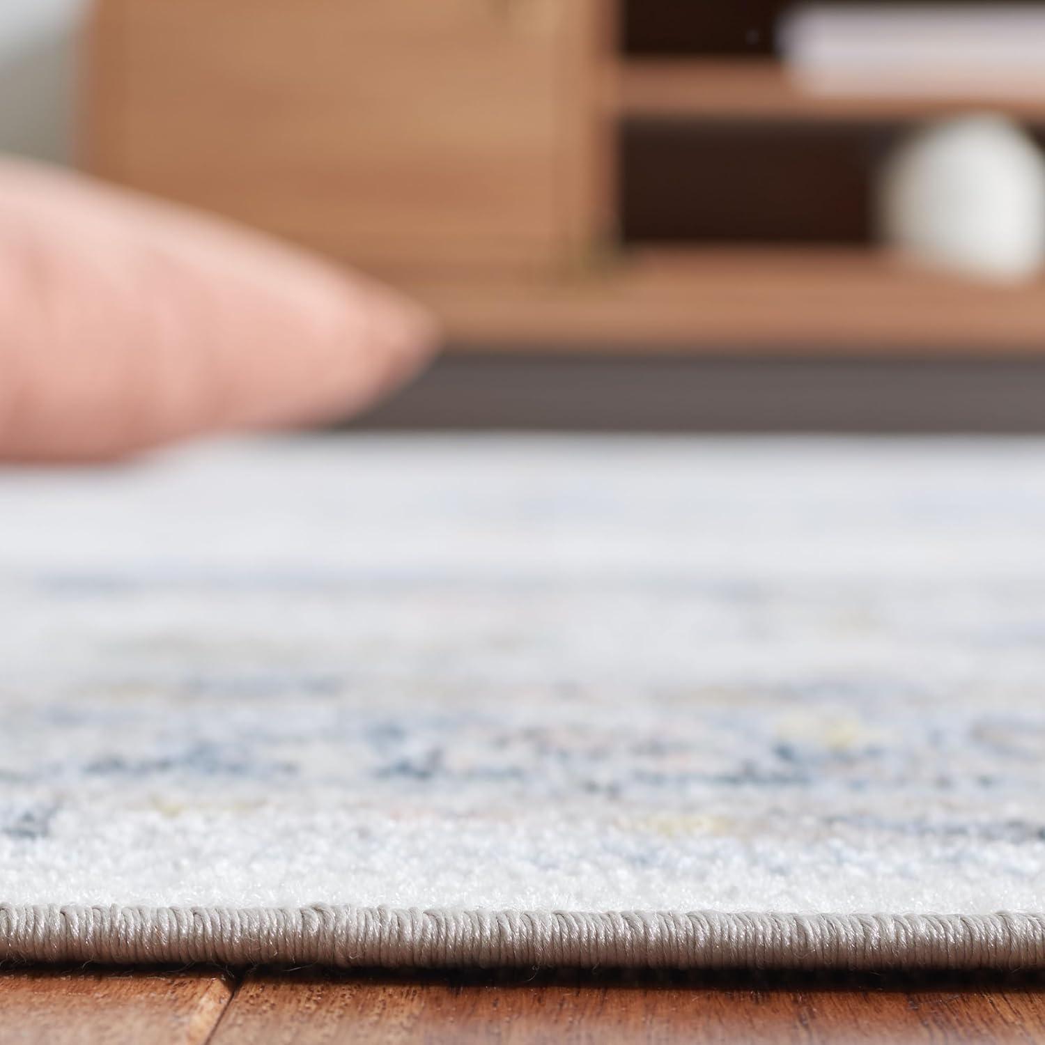 SAFAVIEH Bayside Zoja Oriental Polyester Machine Washable Runner Rug, Grey/Blue, 2'2" x 8'