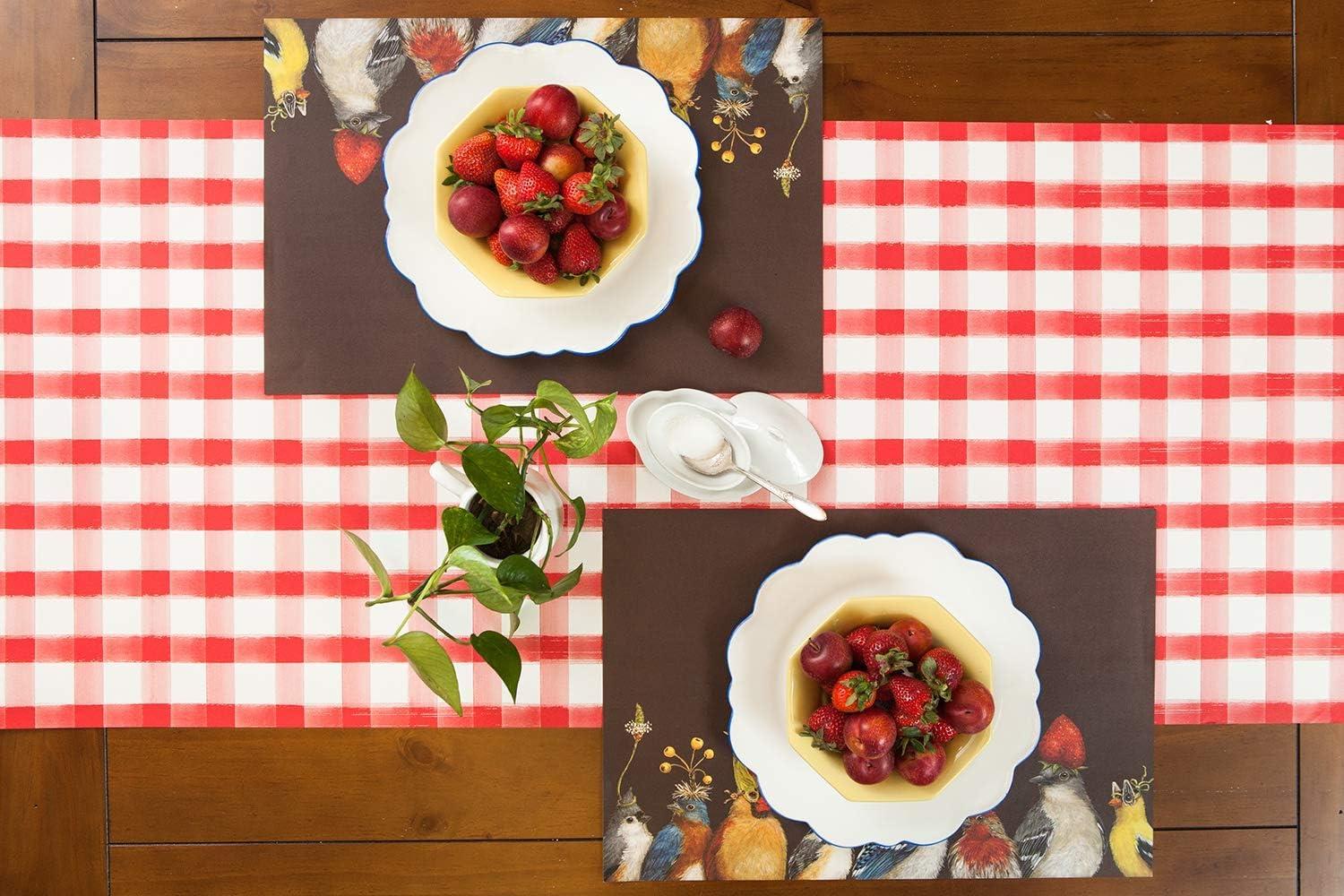 Red and White Buffalo Check Paper Table Runner