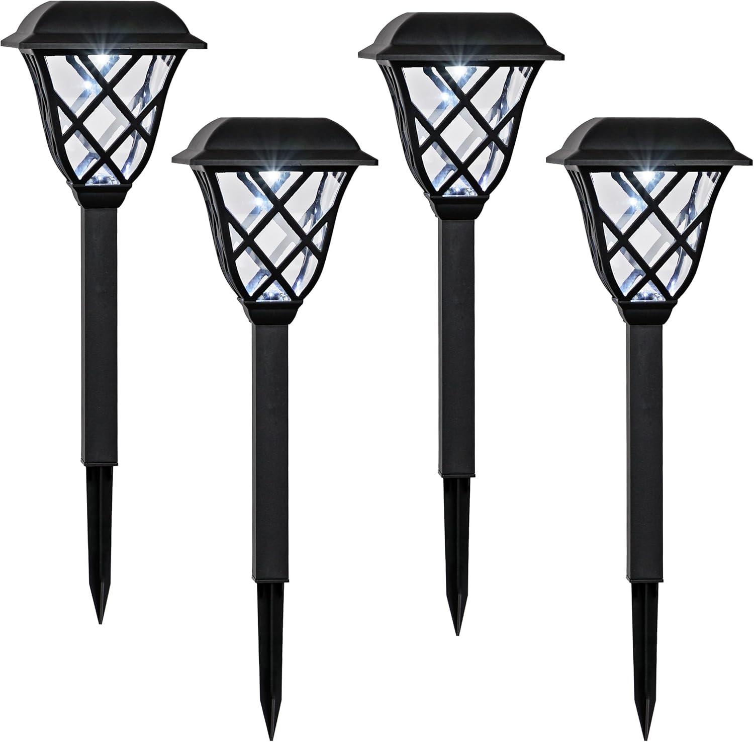 16"H Stainless Steel Solar LED Stakes (Set of 4)