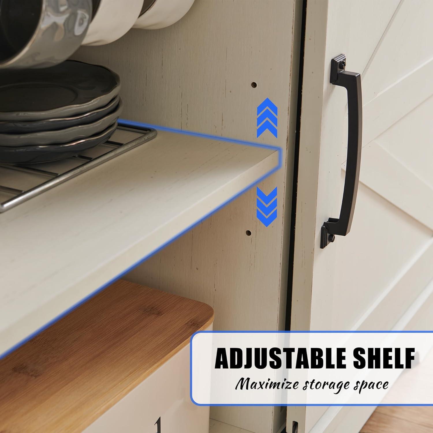 SinCiDo Buffet Cabinet with Storage, 34" Tall Wooden Arched Sideboard Cabinet with/Adjustable Shelf, Fluted Accent Cabinet for Dining Room, Kitchen